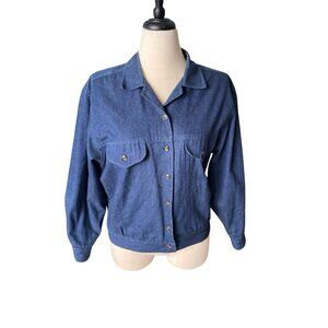Vintage Tanner Country Denim Jacket Medium With Plaid Lining & Button Front